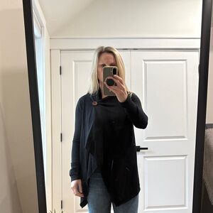 Bobeau Black Asymmetrical Cardigan